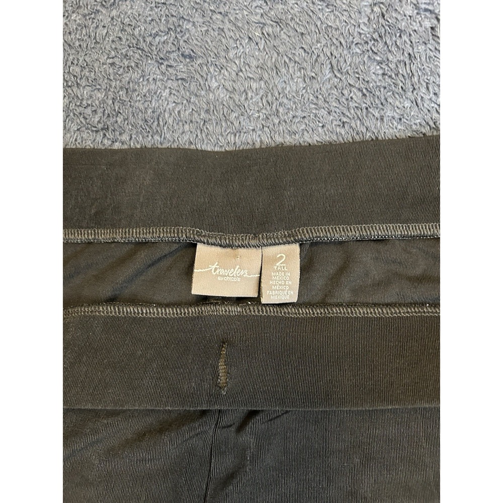 Chicos Travelers Pants Womens 2 Tall Slinky Black Pull On US 12/Large